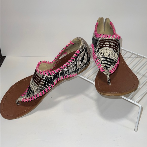 Shoe Dazzle Women's Sandals with Pink and Brown Accents - Picture 3 of 5